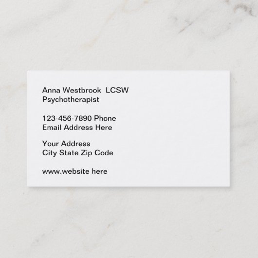 精神衛生心理療法の名刺 名刺 (裏面)