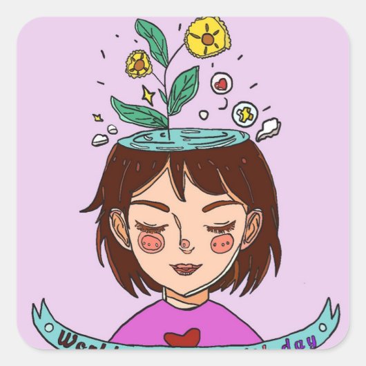 精神衛生認識度日 スクエアシール (正面)