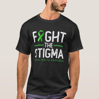 精神衛生 緑のリボンTシャツ 偏見と闘おう A Tシャツ