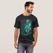 精神衛生 PTSD 啓発 脳と花 ティール Tシャツ (正面フル)