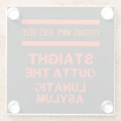 精神錯乱の精神病院を出て行く ガラスコースター (裏面)