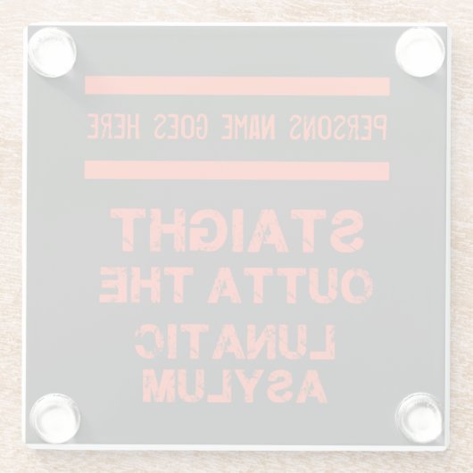 精神錯乱の精神病院を出て行く ガラスコースター (裏面)