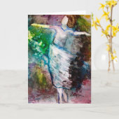 "精神"ので歩きます挨拶状 カード (黄色い花)