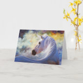 "精神"の馬の挨拶状 カード (黄色い花)