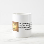 精神|ジョンの3:16の白のマグを通した言語 コーヒーマグカップ (中央)