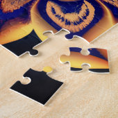 精緻なターコイズブルーゴールド花柄マンダラ ジグソーパズル (側面)