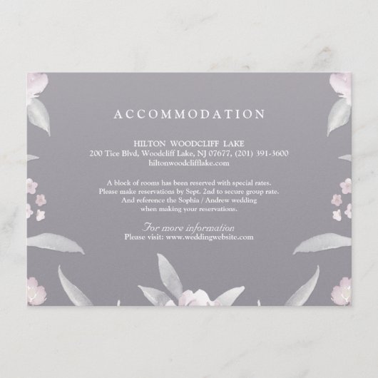 精致花卉瓷器风格婚礼住宿 エンクロージャーカード (正面)