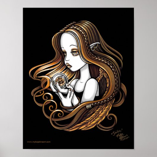 「精華」アンバーバラクリスタルボールエンジェルのポスター ポスター (正面)