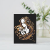 「精華」アンバーバラクリスタルボールエンジェルポストカード ポストカード (スタンド正面)