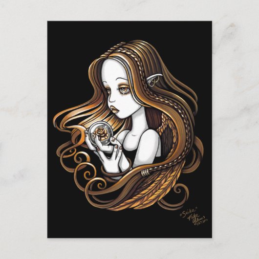 「精華」アンバーバラクリスタルボールエンジェルポストカード ポストカード (正面)