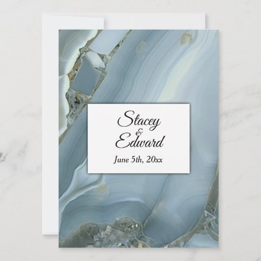 精製されたブルーマーブルアゲート結婚式招待状 招待状 (裏面)