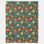 精製された植物性モリス象徴的な花のパターン フリースブランケット (正面)