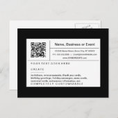 精製されたQRコード: 白黒 インビテーションポストカード (正面/裏面)