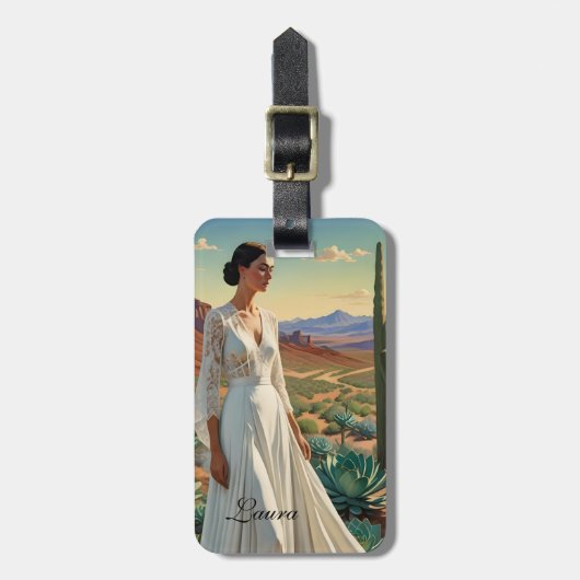 精製のエッジ – デザートの女性 ラゲッジタグ (正面縦)