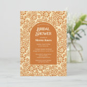 精製ボヘミアンタンブラウンフローラブライダルシャワー 招待状 (スタンド正面)