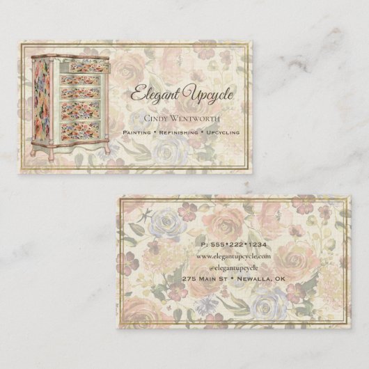 精製絵を描フローラを保持する家具 名刺 (正面/裏面)