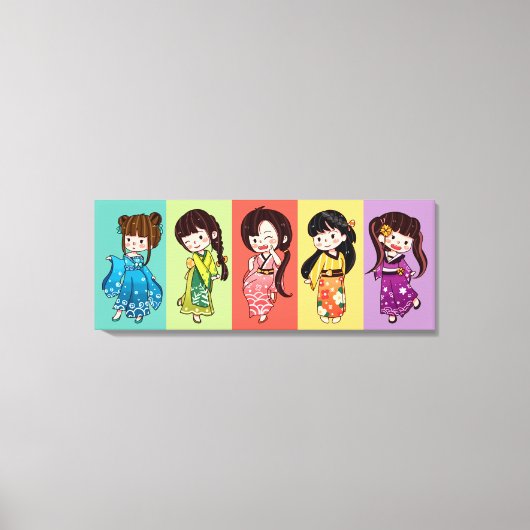 精進の日着物ガールズキャンバス キャンバスプリント (正面)