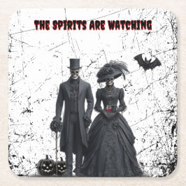 精霊はゴシック様式のハローウィンパーティを見ている スクエアペーパーコースター
