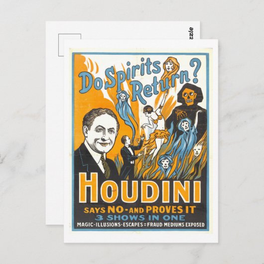 「精霊は帰って来るのか。Houdini Says No"ポスター ポストカード (正面/裏面)