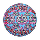 糖カラフルスカル猫パターン 野球ボール (正面左)