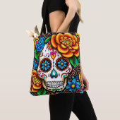 糖スカルデザイン トートバッグ (クローズアップ)