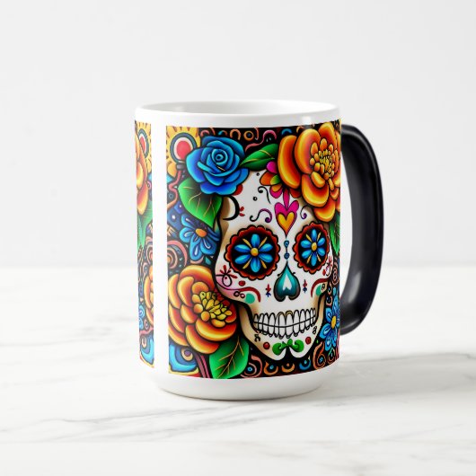 糖スカルデザイン モーフィングマグカップ (正面右)