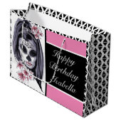 糖スカルパーソナライズされた ラージペーパーバッグ (正面アングル)