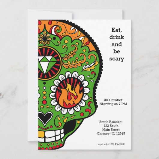 糖スカルパーティー 招待状 (正面)