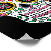 糖スカルピンクリボンカラベラ乳がん ポスター (角)