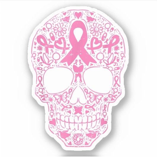 糖スカルピンクリボン乳癌認識度 シール (正面)