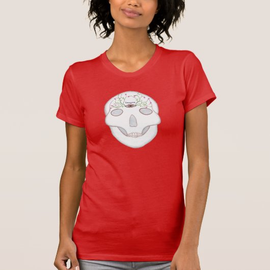 糖スカル三目と花芽想像 Tシャツ (正面)