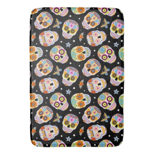 糖スカル模様 バスマット (正面縦)