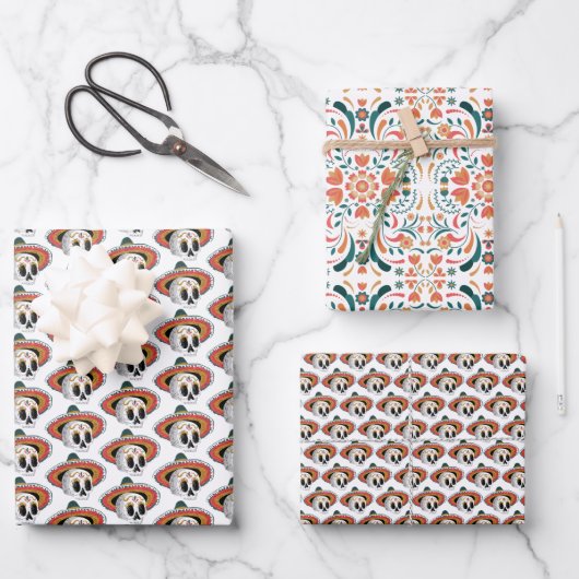 糖スカル模様 ラッピングペーパーシート (正面)