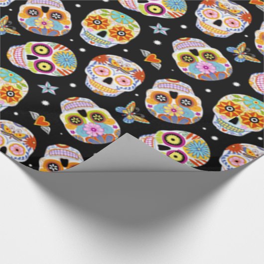 糖スカル模様 ラッピングペーパー (角)
