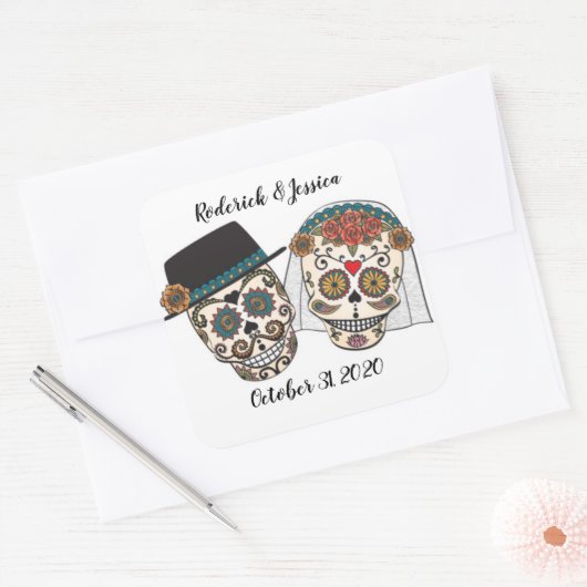 糖スカル結婚ズ スクエアシール (封筒)