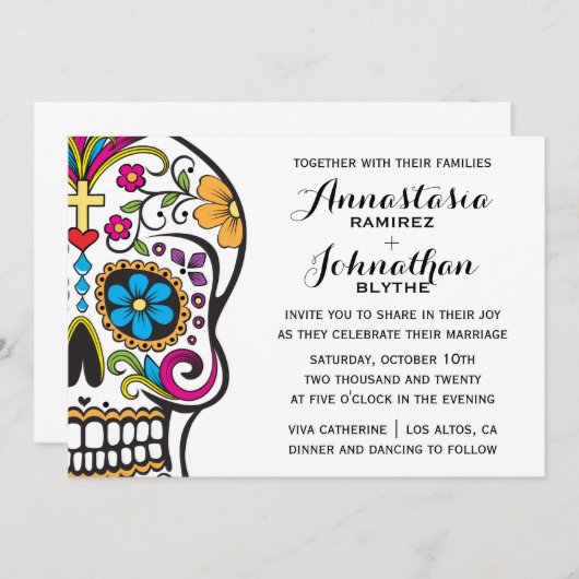 糖スカル結婚式招待状 招待状 (正面/裏面)