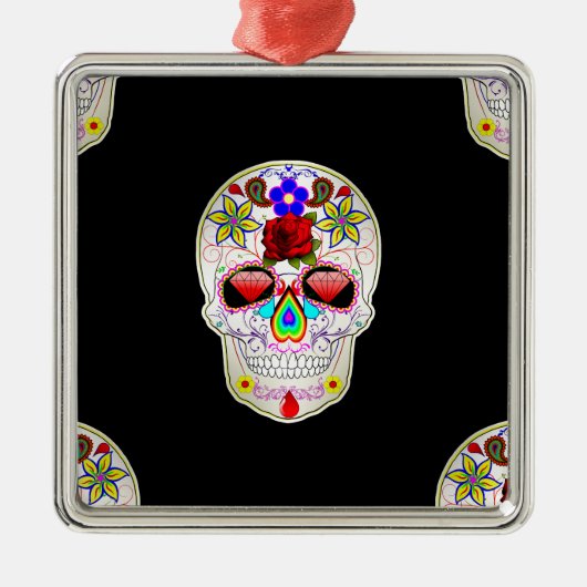 糖スカル メタルオーナメント (正面)