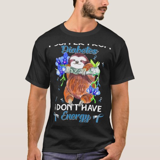 糖尿病に苦しむナマケモノ ギフト Tシャツ (正面)
