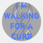 糖尿病のロゴ、私は治癒のための歩く ラウンドシール (正面)