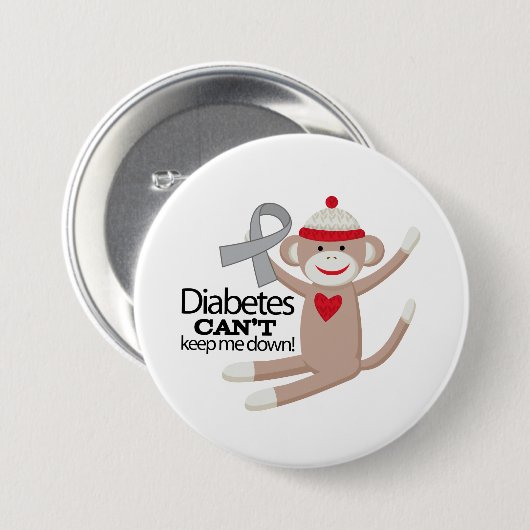 糖尿病の傾斜はソックス猿の下の私を保ちます 缶バッジ (正面&裏面)