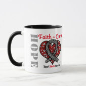 糖尿病の希望の信心療法のハートのリボン マグカップ (左)