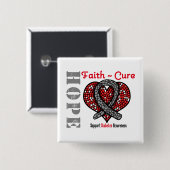 糖尿病の希望の信心療法のハートのリボン 缶バッジ (正面&裏面)