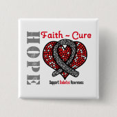 糖尿病の希望の信心療法のハートのリボン 缶バッジ (正面)