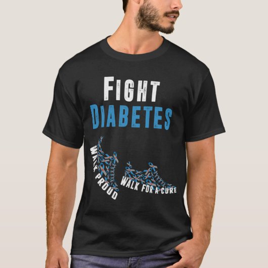 糖尿病の治療のための歩行タイプ1 TD1アワレネス Tシャツ (正面)
