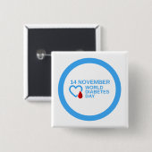 糖尿病の認識度の世界の糖尿病日11月14日 缶バッジ (正面&裏面)