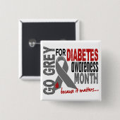 糖尿病の認識度月の灰色のリボン1.4 缶バッジ (正面&裏面)