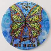 糖尿病は私の人生を支える蝶の詩のボタン 缶バッジ (正面)