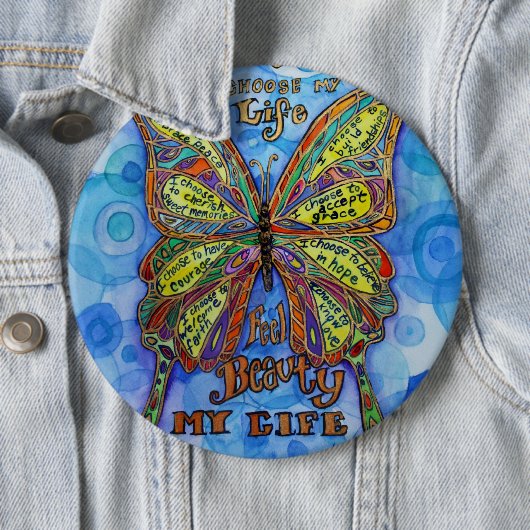 糖尿病は私の人生を支える蝶の詩のボタン 缶バッジ (インサイチュ)