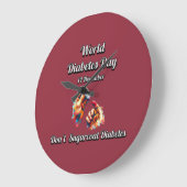 糖尿病をサガーコートするな。世界糖尿病の日。 ラージ壁時計 (傾斜)