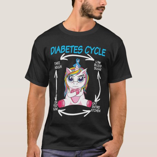 糖尿病サイクルユニコーン 糖尿病啓発Tシャツ Tシャツ (正面)
